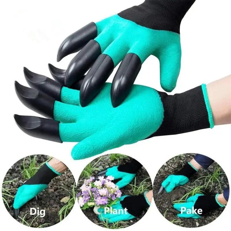 1 paire de gants de jardin avec griffes, gants de jardin pour creuser, planter, désherber, semer, protéger les ongles et les doigts, fournitures et