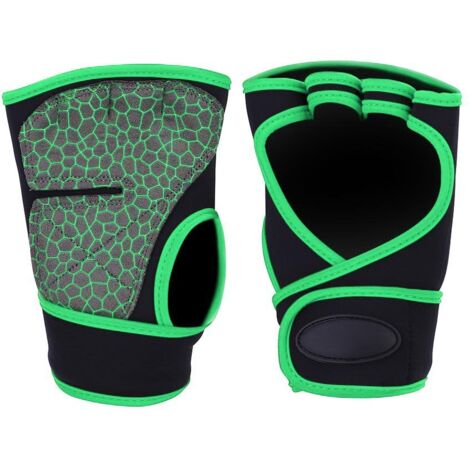 1 Paire de gants de musculation demi-doigts antidérapants pour sport et fitness (Vert, L)