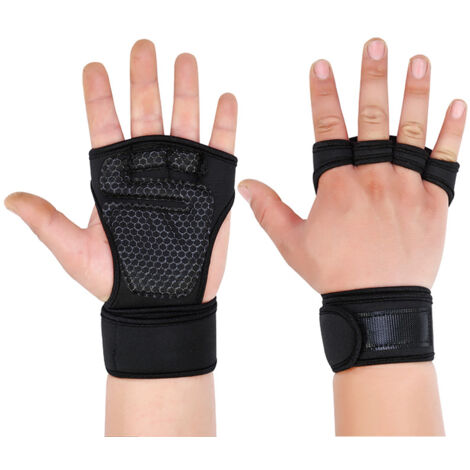 1 Paire de Gants de Protection pour Poignet 4 Doigts Noir Anti-Dérapant Antichoc pour Musculation Fitness