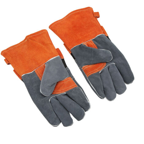 1 Paire de Gants de Protection Thermique en Cuir pour Barbecue, Four et Cuisine - Résistants à la Chaleur jusqu'à 500°C