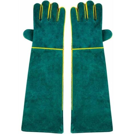 1 Paire de Gants de Soudure, 58 cm Longueur de l'épaule Split Vachette, doublé en Mousse, Rouge Long pour MIG, TIG Soudeurs, BBQ, Jardinage, Réchaud, cheminée
