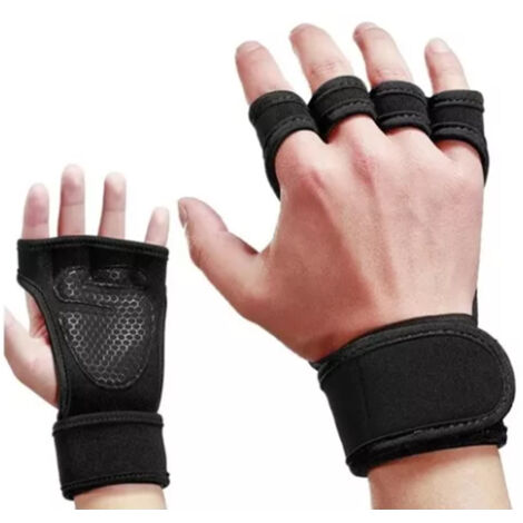 1 Paire de Gants d'Entraînement Noir Antidérapants avec Protection des Poignets pour la Musculation et le Fitness