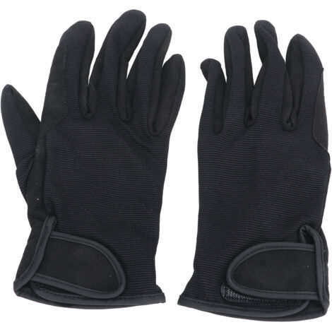 1 Paire de Gants d'Équitation Noirs Anti-Dérapants Tactiles Hommes Femmes Taille S/M