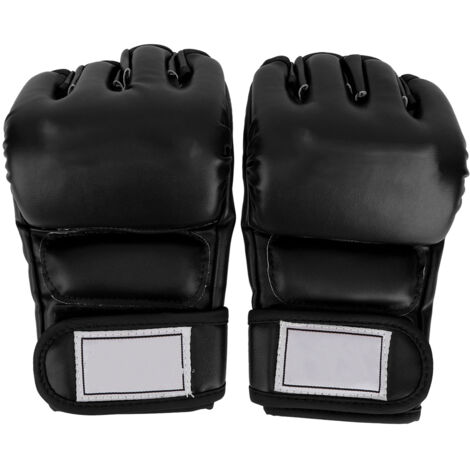 1 Paire de Gants Mi-Doigts Homme pour Boxe, Kickboxing, Sanda et Muay Thai (Noir)
