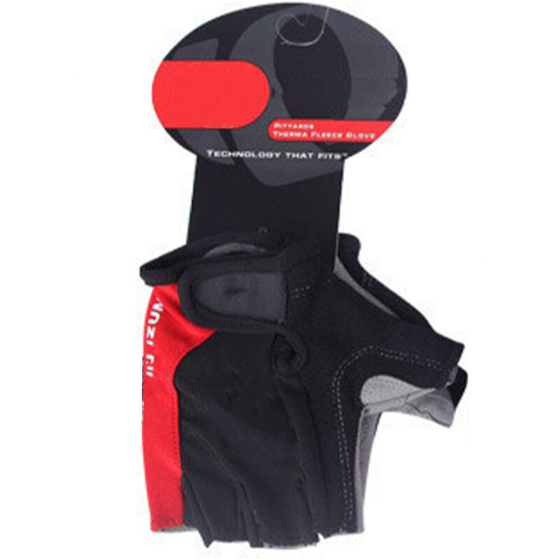 1 Paire de Gants Vélo Mi-Doigts Respirants Antichoc Hommes Femmes, pour Cyclisme Fitness Extérieur M Rouge