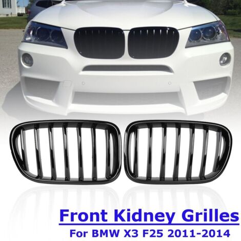 1 paire de Grilles de calandre de rein avant Grilles de course de remplacement noir brillant pour BMW X3 F25 2011 2012 2013 2014