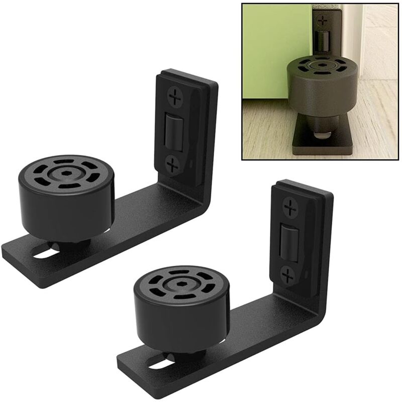 Alovez - 1 paire de guide-sol réglable pour portail coulissant, rail de porte coulissante, 2 portes (pas de rainure sur la porte, pas de perçage du