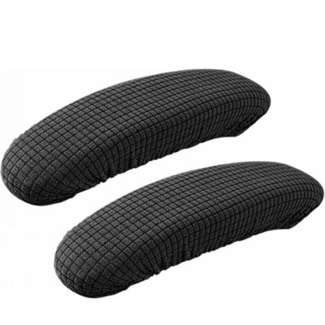 1 paire de housses d'accoudoirs de chaise de bureau en polyester – Amovibles, extensibles, lavables et imperméables – Noir