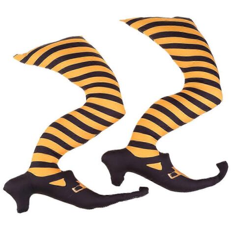 1 Paire de Jambes de Sorcière Halloween, Accessoire Pieds de Sorcière Inversés avec Bottes, Piquet Décoratif pour Jardin, Cour ou Terrasse.