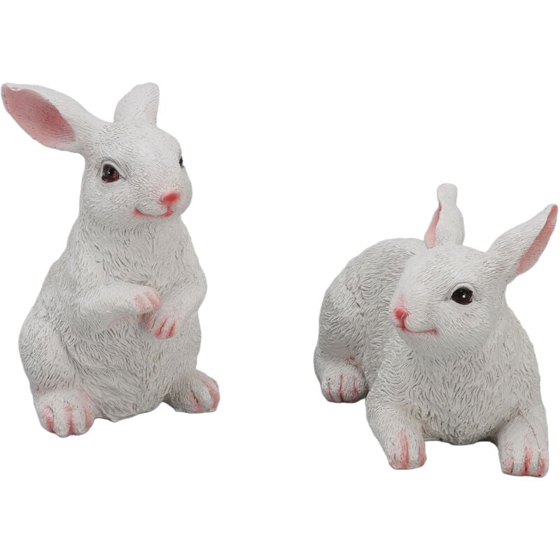 Sjlerst - 1 paire de lapin ornements décorations résine artisanat d'art modèle Animal Sculpture Statue Figurine pour balcon jardin