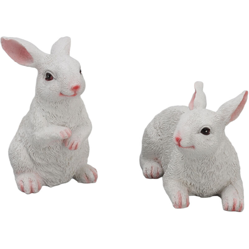 1 paire de lapin ornements décorations résine artisanat d'art modèle Animal Sculpture Statue Figurine pour balcon jardin