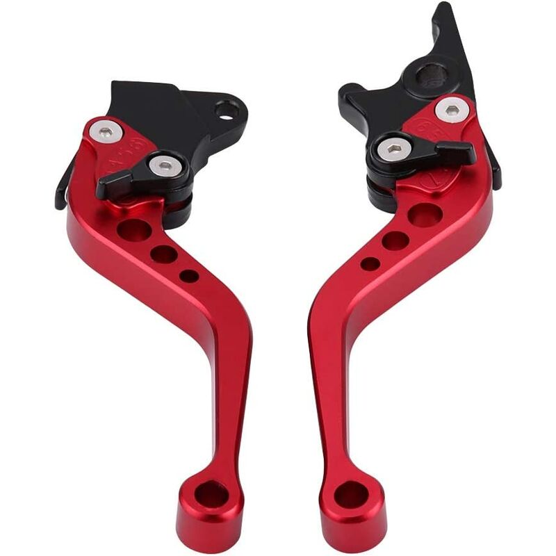 1 paire de leviers de frein de moto en aluminium CNC 22mm 7/8 pouces Poignée universelle de frein à tambour (rouge)