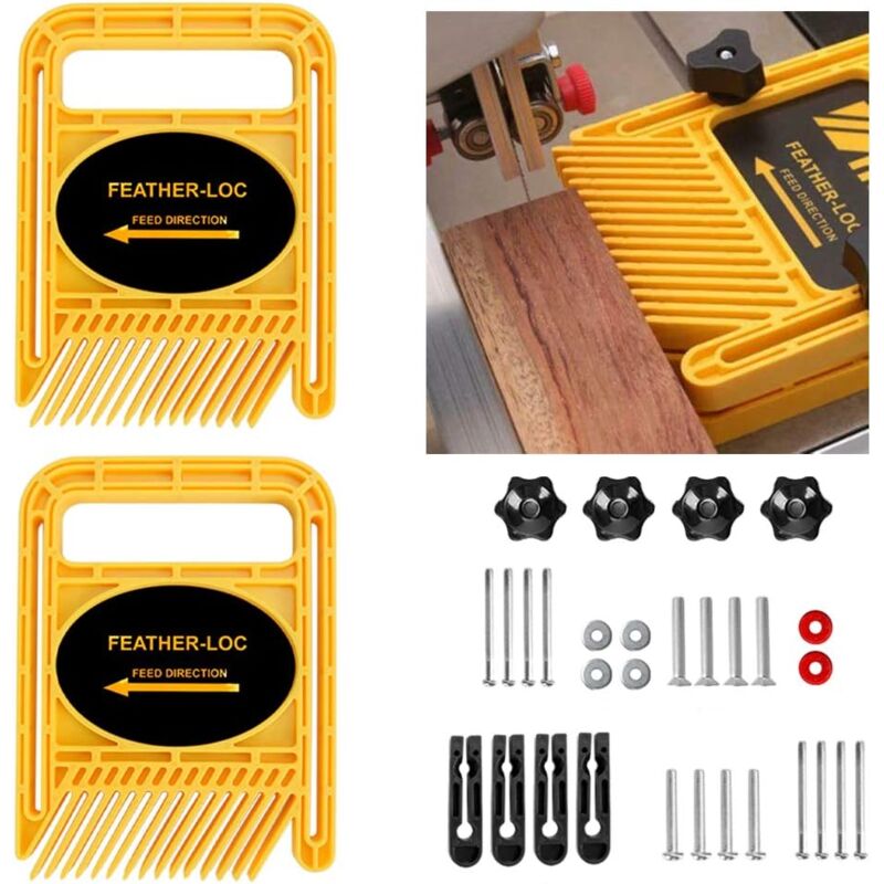 Sjqka - 1 paire de plaques à ressort double pour scie de table, routeur, table, clôture, outil de sécurité pour le travail du bois (jaune)