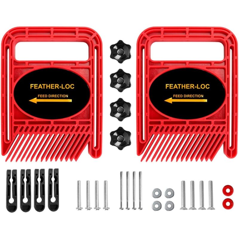 Sjqka - 1 paire de plaques à ressort double pour scie de table, routeur, table, clôture, outil de sécurité pour le travail du bois (rouge)