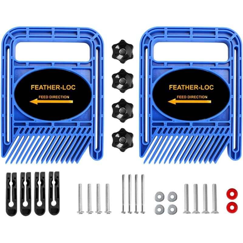 Sjqka - 1 paire de plaques à ressort double pour scie de table, routeur, table, clôture, outil de sécurité pour le travail du bois (bleu)