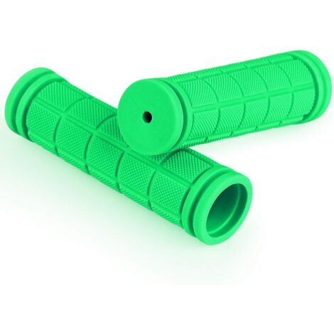 1 paire de poignées de vélo ergonomiques en caoutchouc souple antidérapant, diamètre 22 mm, vertes