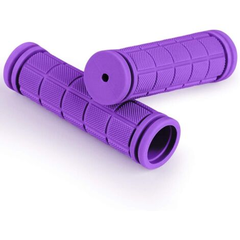 1 paire de poignées de vélo ergonomiques en caoutchouc souple antidérapant, diamètre 22 mm, violet