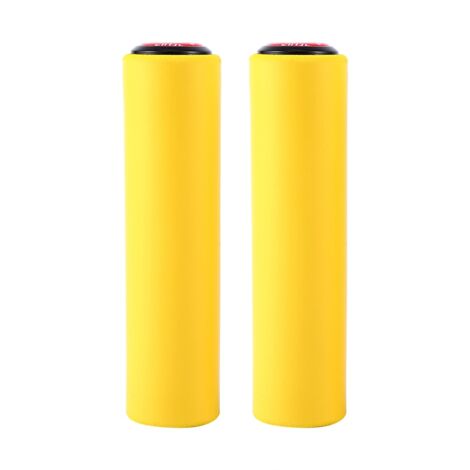 1 Paire de Poignées Silicone Antidérapantes avec Bouchons pour Guidon de Vélo 18mm (Jaune)