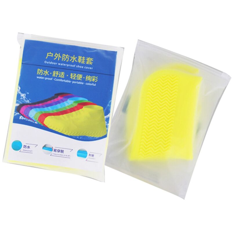 1 Paire de Protège-Chaussures Imperméables en Silicone Réutilisables, Couvre-Chaussures de Pluie pour Hommes et Femmes, Jaune Taille L 29cm Pointures