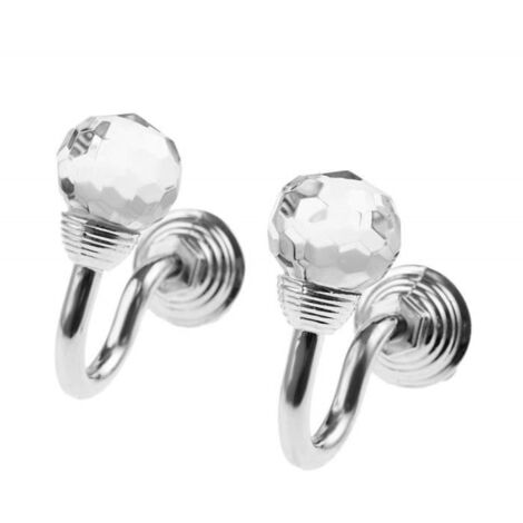 1 paire de rideaux en cristal de chrome de chrome de retenue de crochet de suspension - idéal pour les rideaux en tissu de designer