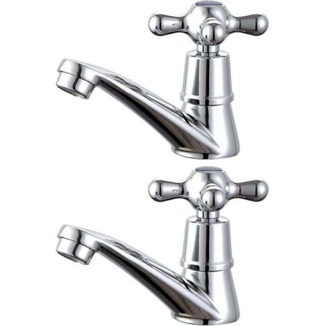 1 paire de robinets de lavabo, robinet de lavabo à levier cruciforme pour eau froide et chaude pour salle de bain