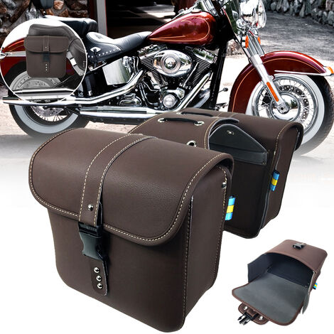 U/K Sacoche de selle de moto tendance universelle en cuir PU avec roulettes pour outils Sac de rangement noir pratique et durable 