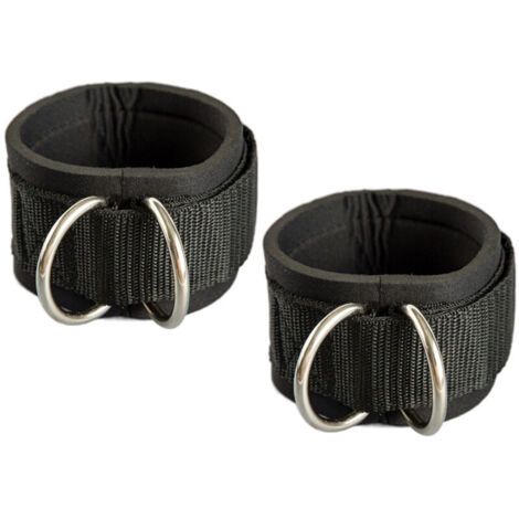 1 Paire De Sangles De Cheville Pour Les Rebonds De Machine À Câble - Noir + Argent, Les Entraînements De Fessiers, Les Exercices Du Bas Du Corps - Sangles De Jambe Réglables Avec Rembourrage En Néoprè