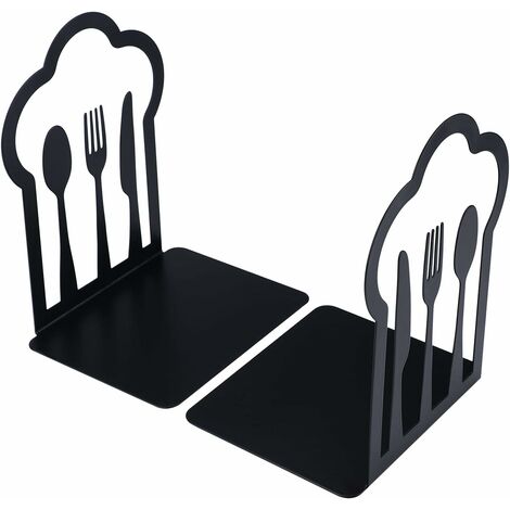 1 paire de serre-livres décoratifs en métal pour livres de cuisine, fourchette, couteau, cuillère, livre de cuisine, support de livre de cuisine, cadeau de pendaison de crémaillère