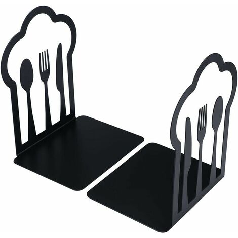 1 paire de serre-livres décoratifs en métal pour livres de cuisine, fourchette, couteau, cuillère, livre de cuisine, support de livre de cuisine, cadeau de pendaison de crémaillère