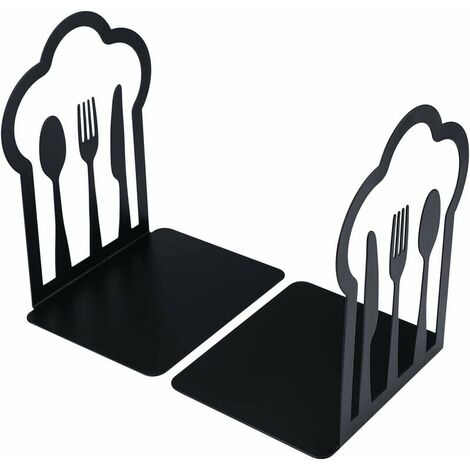 1 paire de serre-livres décoratifs en métal pour livres de cuisine, fourchette, couteau, cuillère, livre de cuisine, support de livre de cuisine, cadeau de pendaison de crémaillère