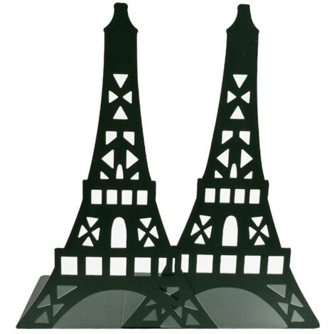 1 paire de serre-livres décoratifs tour eiffel en métal pour étagères, bureaux, etc. Le noir