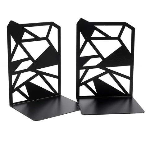 1 Paire de Serre-Livres en Métal Noir - Supports de Livres Lourds Anti-Dérapants pour Bibliothèque, Bureau et Décoration