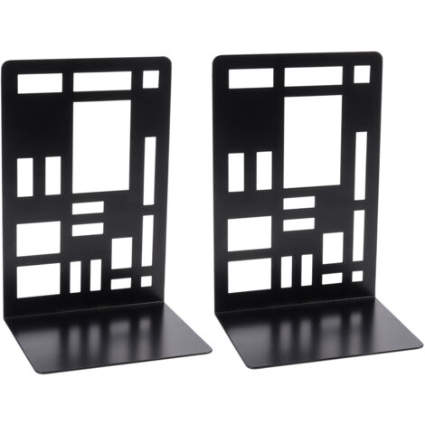 1 Paire de Serre-Livres en Métal Noir - Supports de Livres Lourds et Anti-Dérapants pour Bibliothèque, Bureau ou Décoration