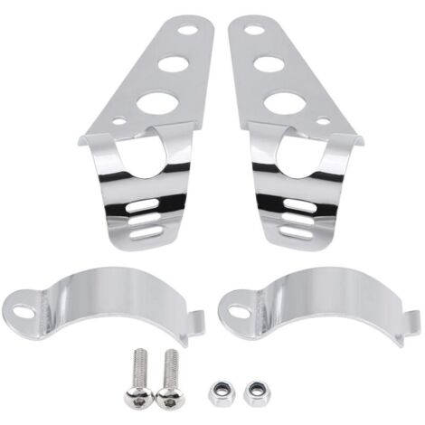 1 paire de supports de phare de moto en acier inoxydable Support de support universel (argent)