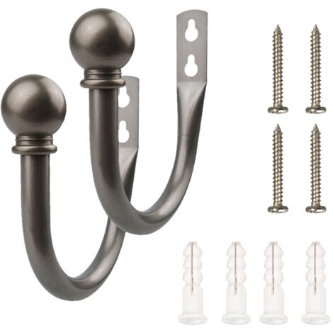 Paire D'embrasses De Rideaux En Laiton Massif – Forme Piton Avec Gonds, Bronze