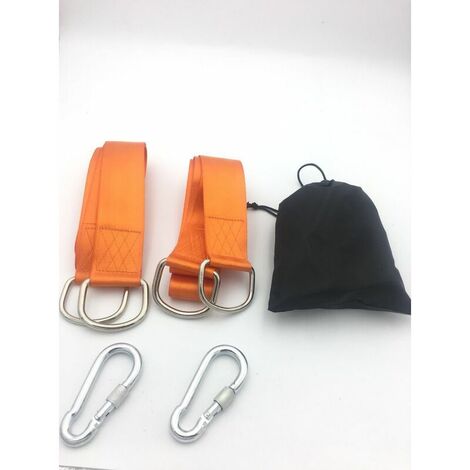 1 Paire Fixation pour Balançoire Sangles de Hamac avec 2 Mousquetons à Crochet en et 2 Coussins de Protection pour Arbres pour Balancoire de Jardin Hamac ou Siège Suspendu-orange