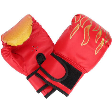 1 Paire Gants de Boxe Enfant PU pour Karaté Muay Thai Entraînement Équipement Sanda Rouge