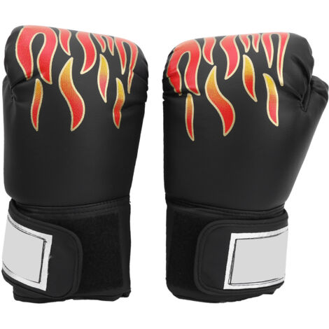 1 Paire Gants de Boxe Universelle Adulte en Cuir PU pour Sac de Frappe, Sanda et Muay Thai - Noir