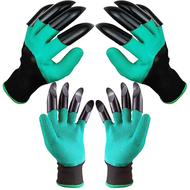 2 Paire Gants de Jardin avec Griffes – Gants de Plantation, Désherbage et Semis, Étanches pour Homme et Femme