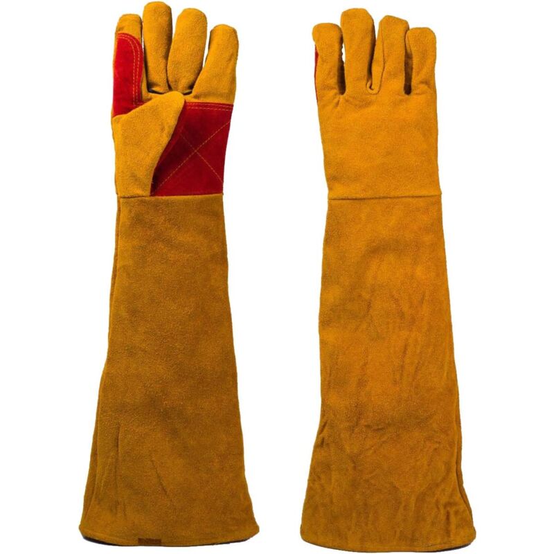 1 Paire Gants de Soudeur Isolation Anti-usure Protéger Vachette Gants de Travail pour Soudure Ignifuge, Soudage Feu de Camp, Forge de Cheminée pour