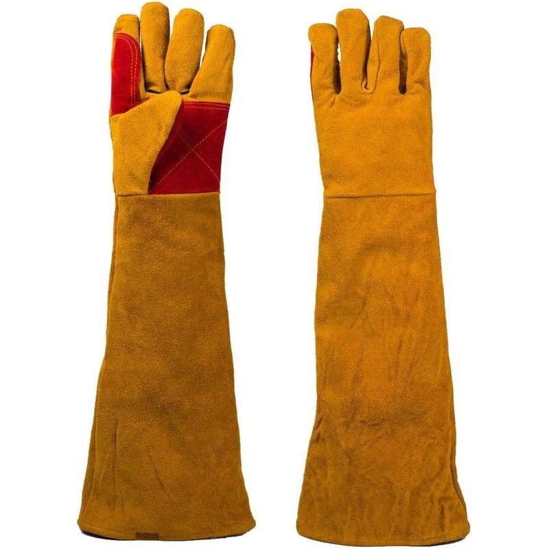 1 Paire Gants de Soudeur Isolation Anti-Usure Protéger Vachette Gants de Travail pour Soudure Ignifuge, Soudage Feu de Camp, Forge de Cheminée pour