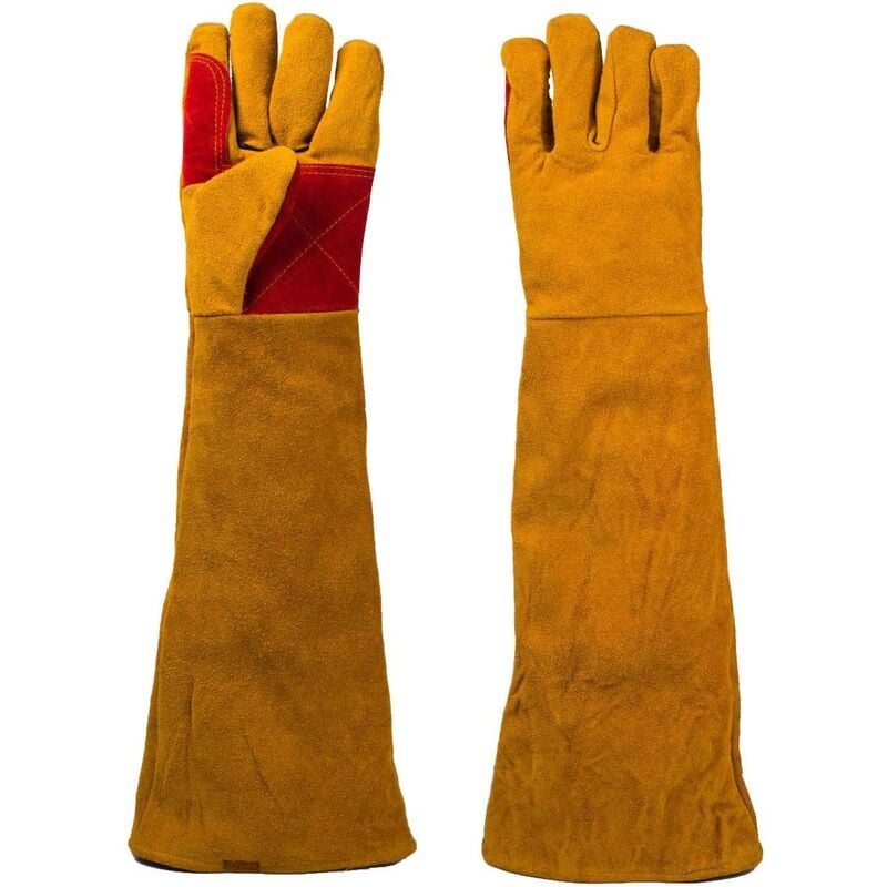 Ersandy - 1 Paire Gants de Soudeur Isolation Anti-Usure Protéger Vachette Gants de Travail pour Soudure Ignifuge, Soudage Feu de Camp, Forge de