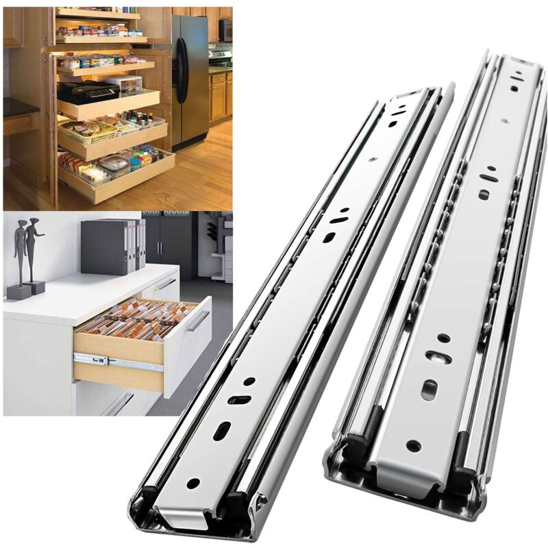 Jamais UTILISÉ]1 Paire Glissière de tiroir pour charges lourdes, capacité de charge jusqu'à 68 kg, extension complète à 3 volets, montage latéral