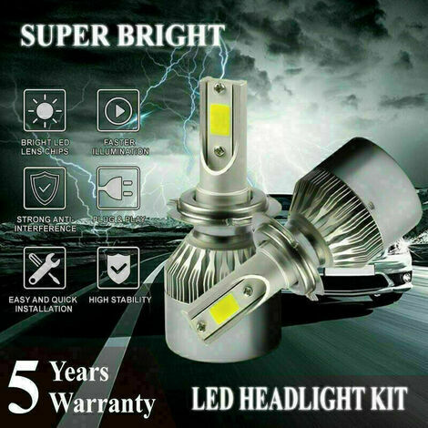 2PCS LED kit d'éclairage Xenon Super blanc voiture ampoules de phare Feux  de Brouillard 8500K 12V 100W H7 499