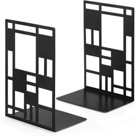 1 paire Noir Serre-livres, serre-livres, porte-livres en métal pour enfants, support de livres, étagère de classeur, DVD invisible, bloque-livre, support de livre, support de livre, support de livre