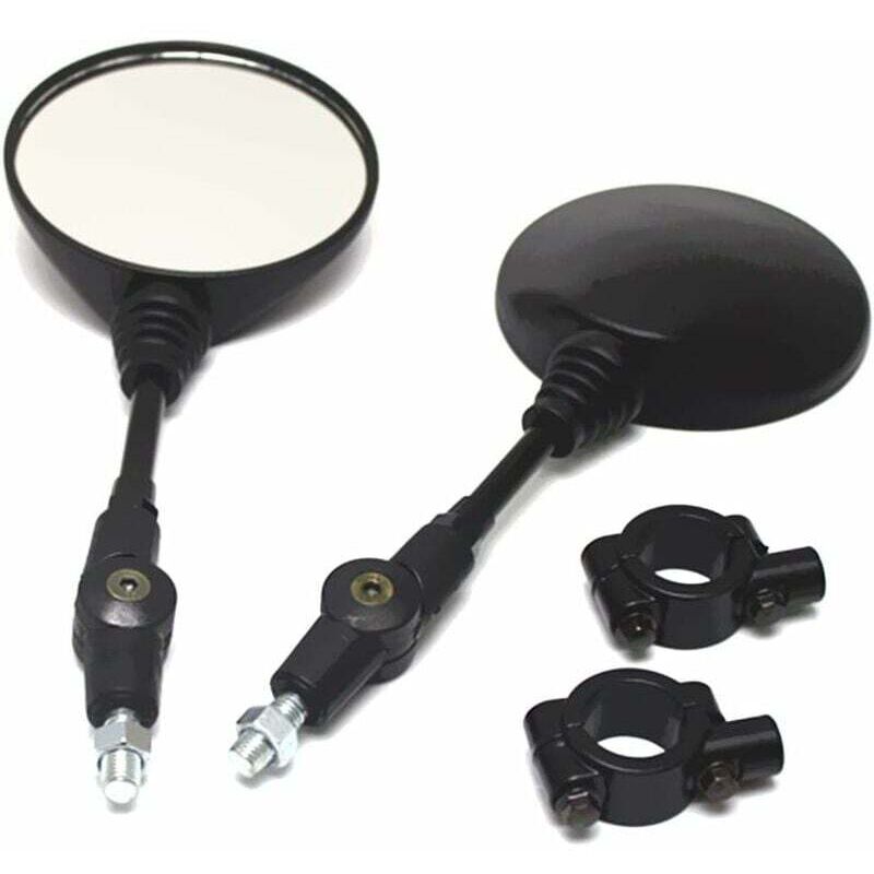1 Paire Rétroviseur Rond Pliable pour Moto Universel, Rétroviseur Moto en Alliage d'aluminium avec Guidon Pliable et Anneau de Montage, Noir