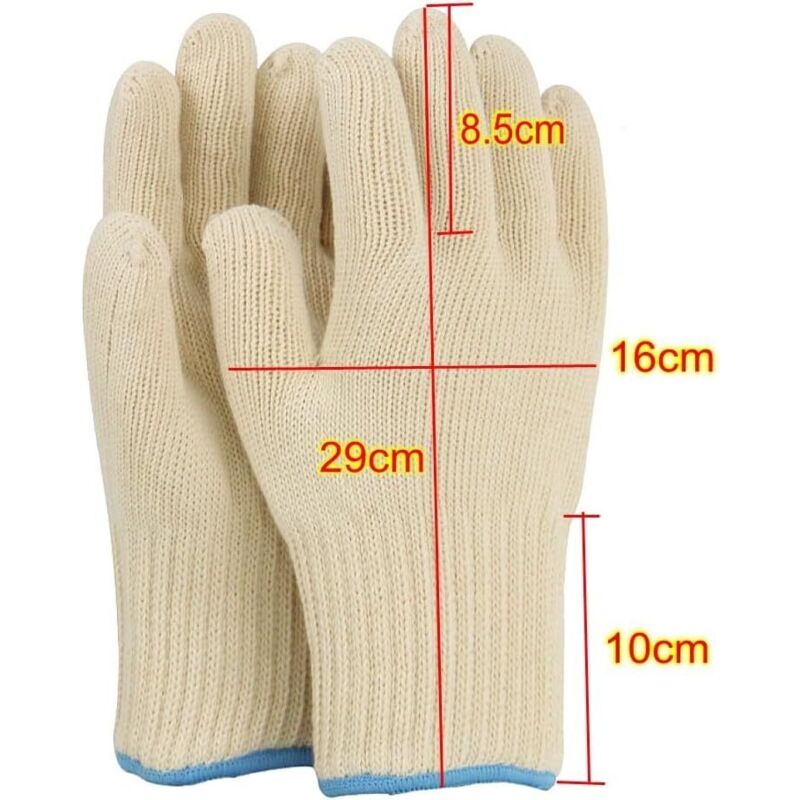 1 Paire Robuste Grand Gants Anti Chaleur Four avec Doigts, résistant à Chaleur Gants Coton tricoté épais pour friteuse à air, Barbecue, Gants