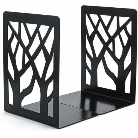 1 Paire Serre Livres, Serre-Livres en Metal, Serre-Livres Décoratifs Antidérapants, Serre-Livres CD, Cale Livre en Métal, Support de Serre-Livres, pour Écoles, Bureau, Maison (Noir)