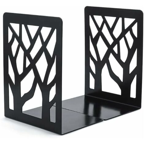 1 Paire Serre Livres, Serre-Livres en Metal, Serre-Livres Décoratifs Antidérapants, Serre-Livres CD, Cale Livre en Métal, Support de Serre-Livres, pour Écoles, Bureau, Maison (Noir)