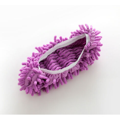 (1 paires) Duster Balai laveurs Chaussons Chaussures Couverture, poussière Nettoyeur Réutilisable Microfibre Pied Chaussettes Sol poussière Saleté Cheveux Nettoyeur pour le plancher（violet）
